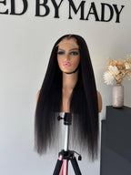 Perruque kinky straight 24 pouces avec closure 5x5 HD  Virgin Hair