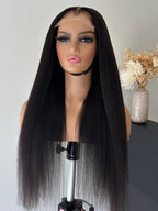 Perruque kinky straight 24 pouces avec closure 5x5 HD  Virgin Hair