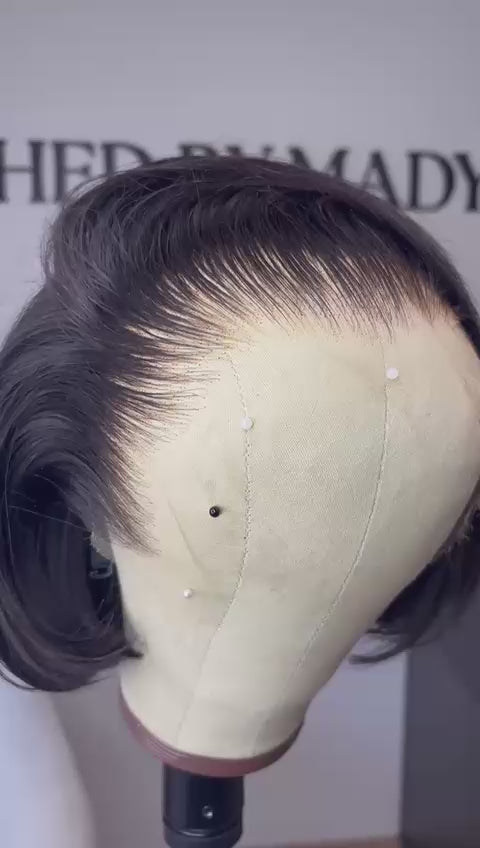 Perruque lisse carré 8 pouces avec lace frontale HD  Virgin hair