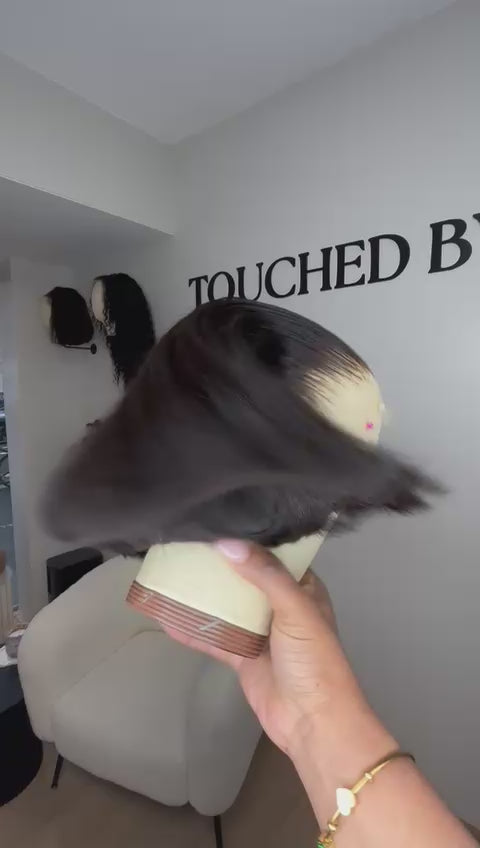 Perruque lisse carré 8 pouces avec lace frontale HD  Virgin hair